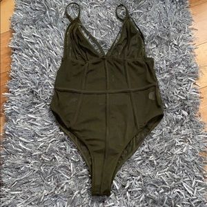 Sheer Olive Green Leotard